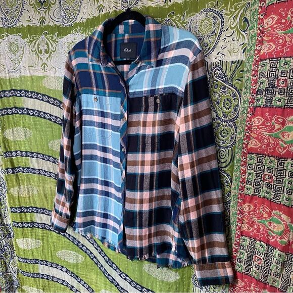 Rails Heathrow Mixed Plaid Brando Button Down Shirt Size Medium - Picture 8 of 16